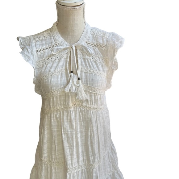 Knox‎ Rose Women's Short Sleeve Tire Neck White Boho Midi Dress Size S - Picture 5 of 11